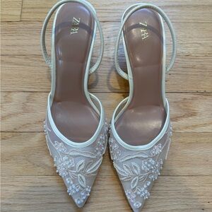 Zara Women's White Embellished Heels